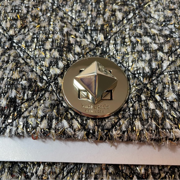 Kate Spade Flap Clasp Black and Gold Natalia Tweed Boucle Crossbody Bag Purse - Picture 2 of 10